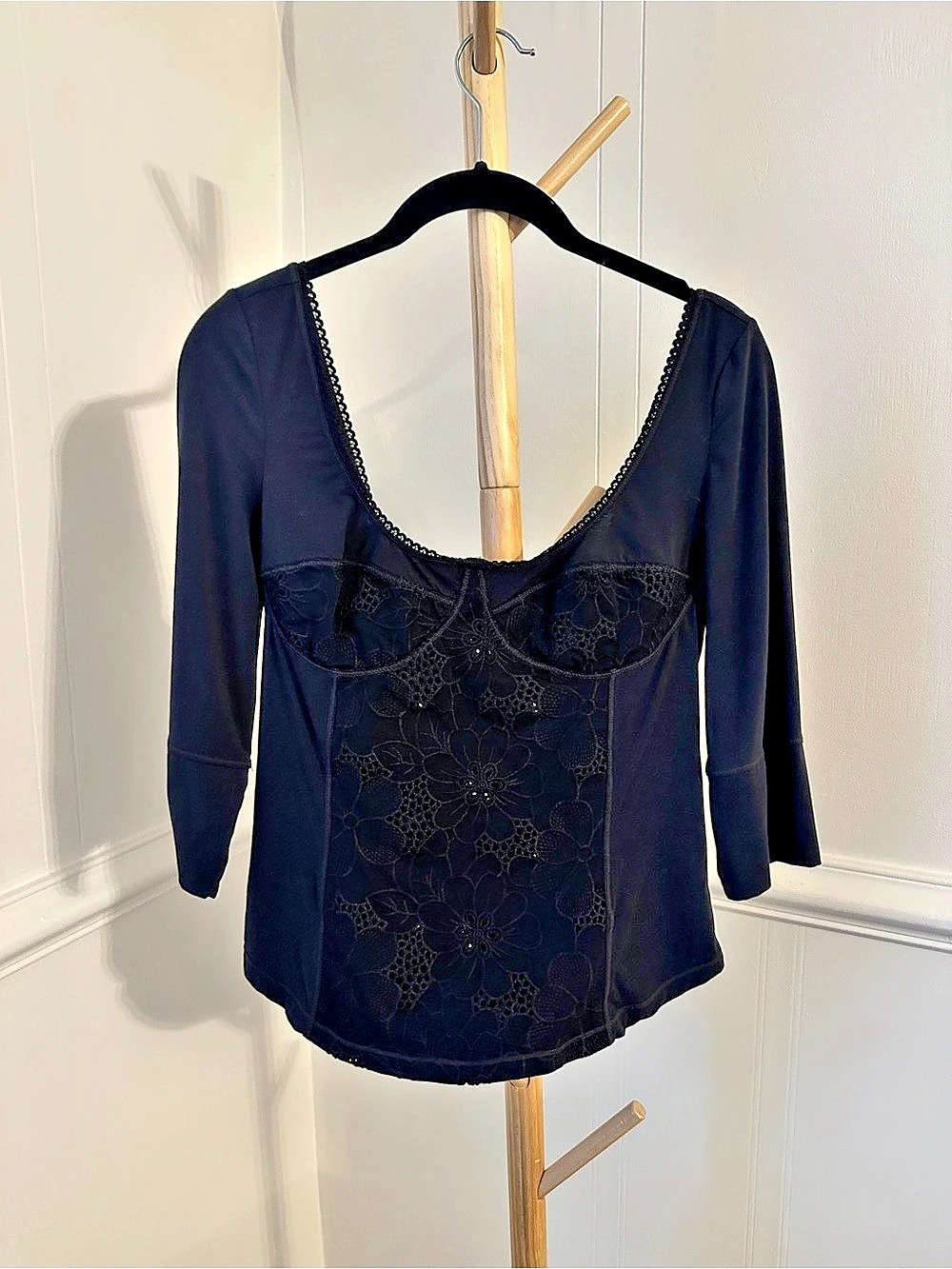 Free People Ever Afternoon Lace Bustier Layering Top Black